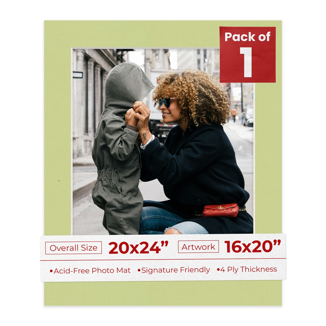 Pistachio Green Mat Board for 20x24 Frames - Fits 16x20 Photos